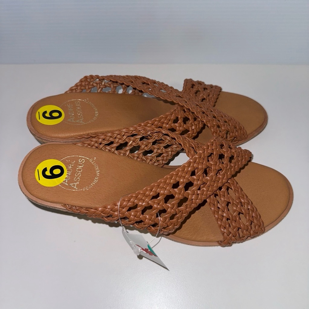 André Assous Bryana Women’s Woven Wedge Sandals Brown Size 9 M NEW - Picture 6 of 13
